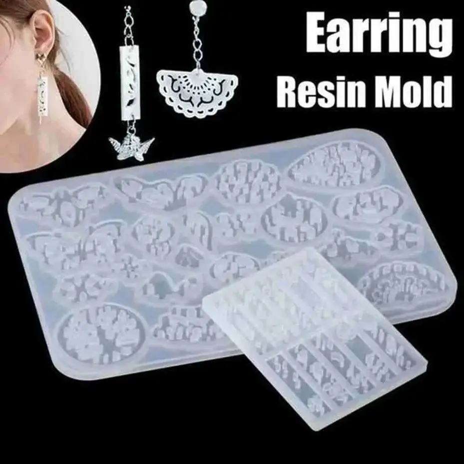 1 Pcs Transparent DIY Crafts Epoxy Necklace Model Pendant Silicone Mold Crystal Earring Resin Mold Jewelry Making Tools