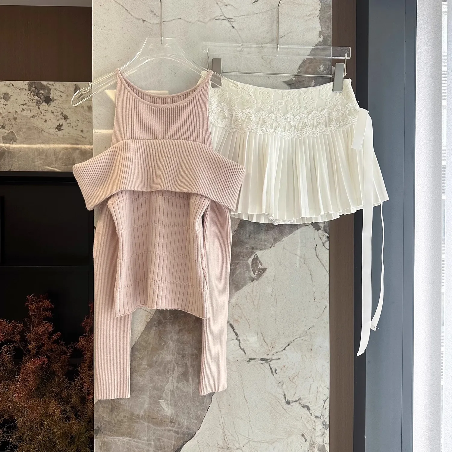 Нишевый искусственный топ на одно плечо из двух частей для женщин, однотонная маленькая рубашка с длинными рукавами для женщин