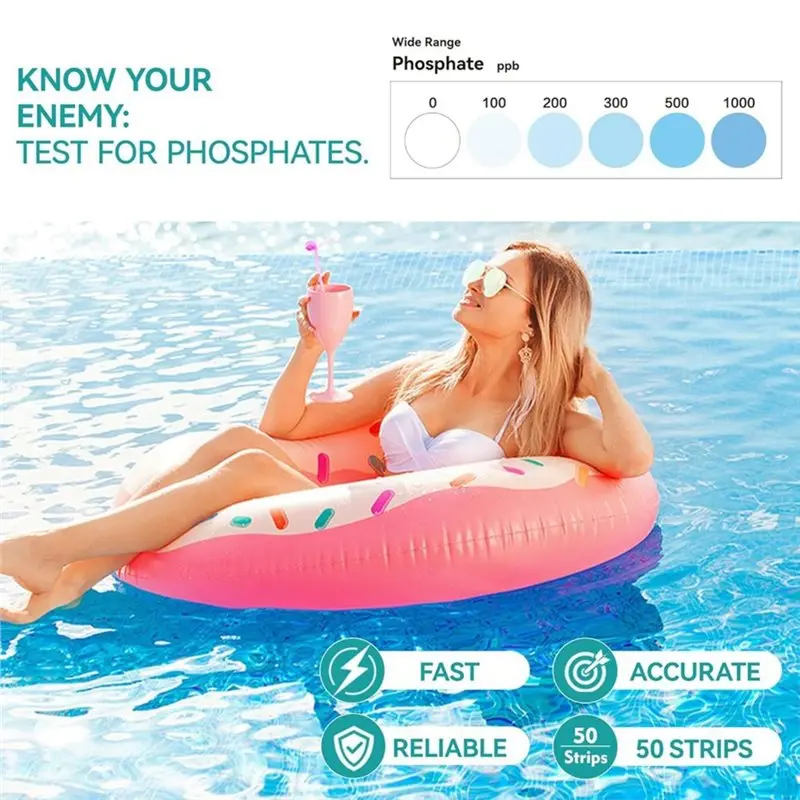 Accurate& Easy To Read 50CT Pool Phosphate Test Strips- 2 Pcs Professional Test Kit For Swimming Pool Water Testing