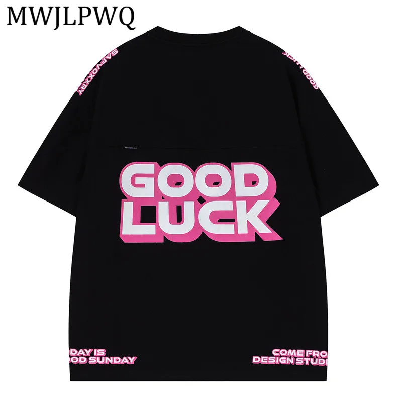 

MWJLPWQ American Street Style Casual Letter Print Short-Sleeve T-Shirt For Men Women Summer Round Neck Loose Tops Trendy 16315