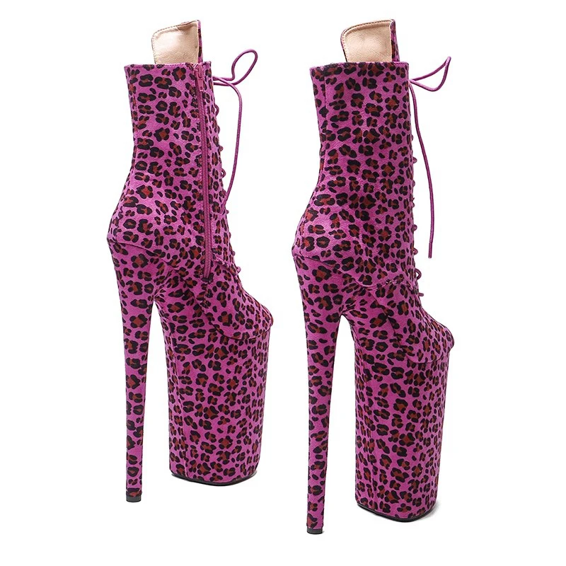 Auman ale novo 26cm/10 polegadas leopardo superior pequeno dedo do pé aberto sexy exótico plataforma de salto alto festa botas femininas pólo sapatos de dança 004