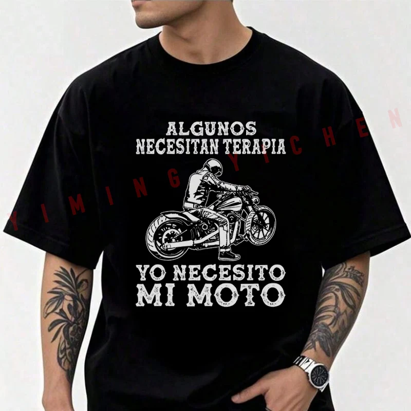 

Motorcycle Graphic - A Spanish Slogan Moto Riders T-shirt Summer Cotton Short Sleeve Casual Round Neck Unisex Tops