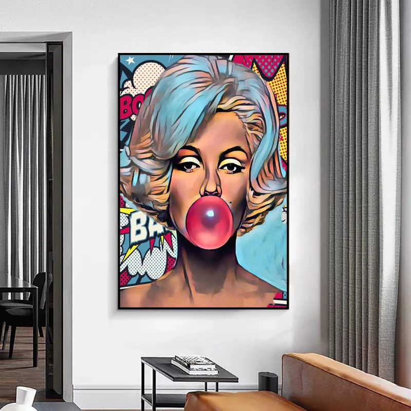 Marilyn Monroe Poster Canvas Painting Printed Graffiti Sexy Girl Art Wall Decoration Mural Modern Home Living Room Decoration