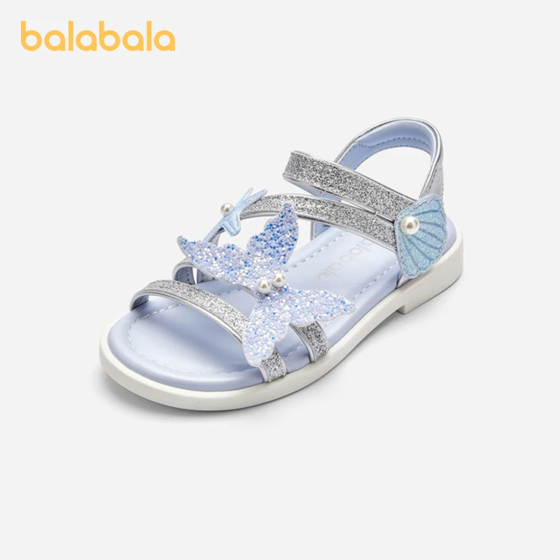 Balabala Kids Sandals Girls Shoes 2024 Summer New Arrival Beach Shoes with Slip-Resistant and Low Heel Design Stylish and Sweet