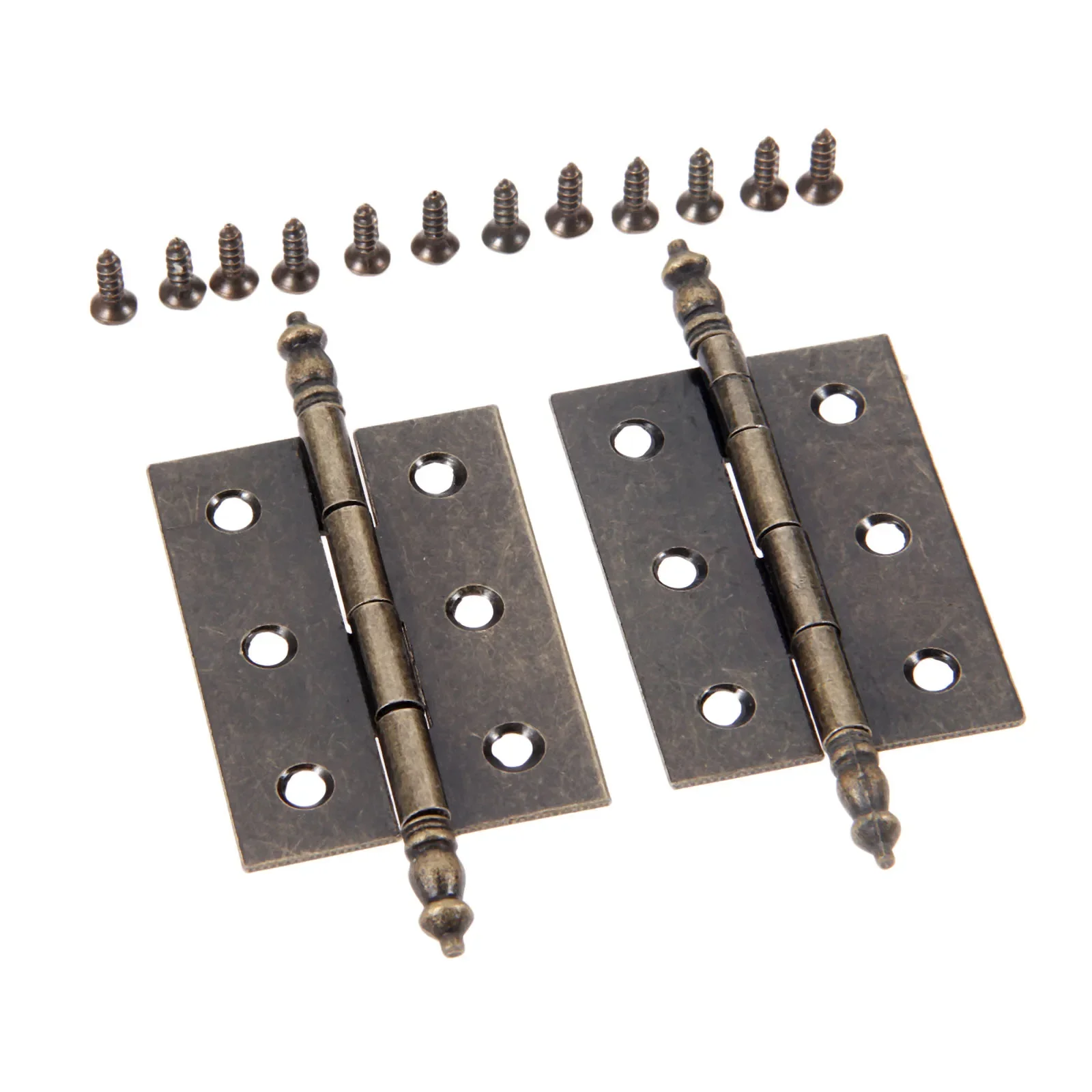 2Pcs 55*39mm Antique Bronze Furniture Decorative Hinges Cupboard Cabinet Drawer Door Butt Hinge 6 Holes Jewelry Wooden Box Hinge