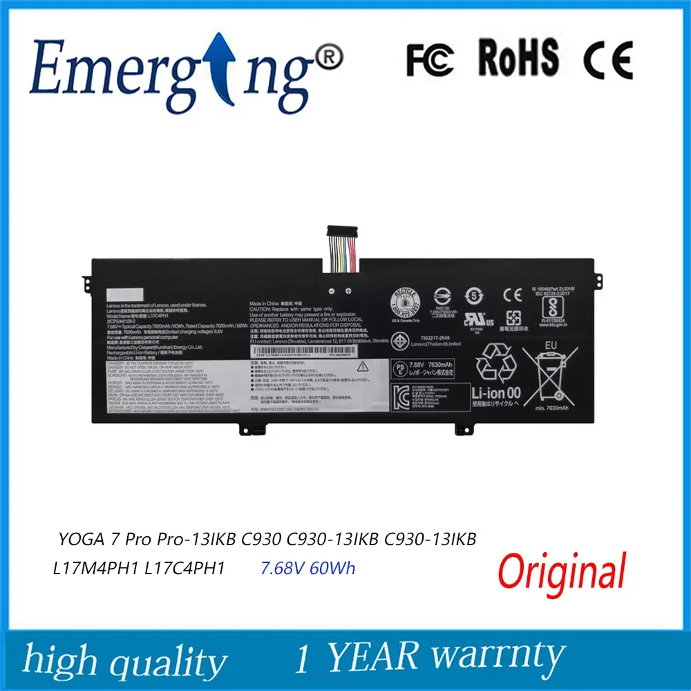 

7.6V 60WH Original Laptop Battery L17C4PH1 For Lenovo YOGA 7 Pro-13IKB Yoga 930 5B10Q82425 L17M4PH1