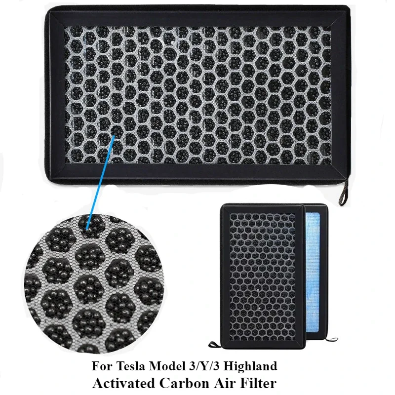 

Cabin Filter Air Filter HEPA Air Intake Filter Replacement With Activated Carbon For Tesla Model 3/Y/3 Highland 2024 Accessories