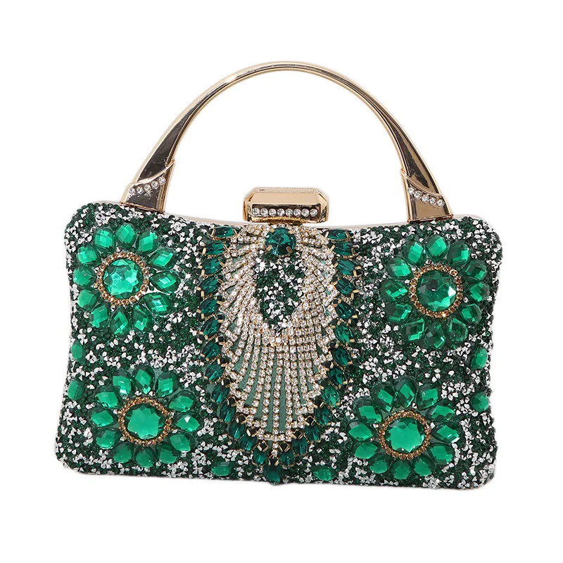Luxury Party Evening Gold Diamond Women's Handbag Multi Crystal Strap Set Wedding Wallet Matching Wallet Handbag 2025 New Gift image 5