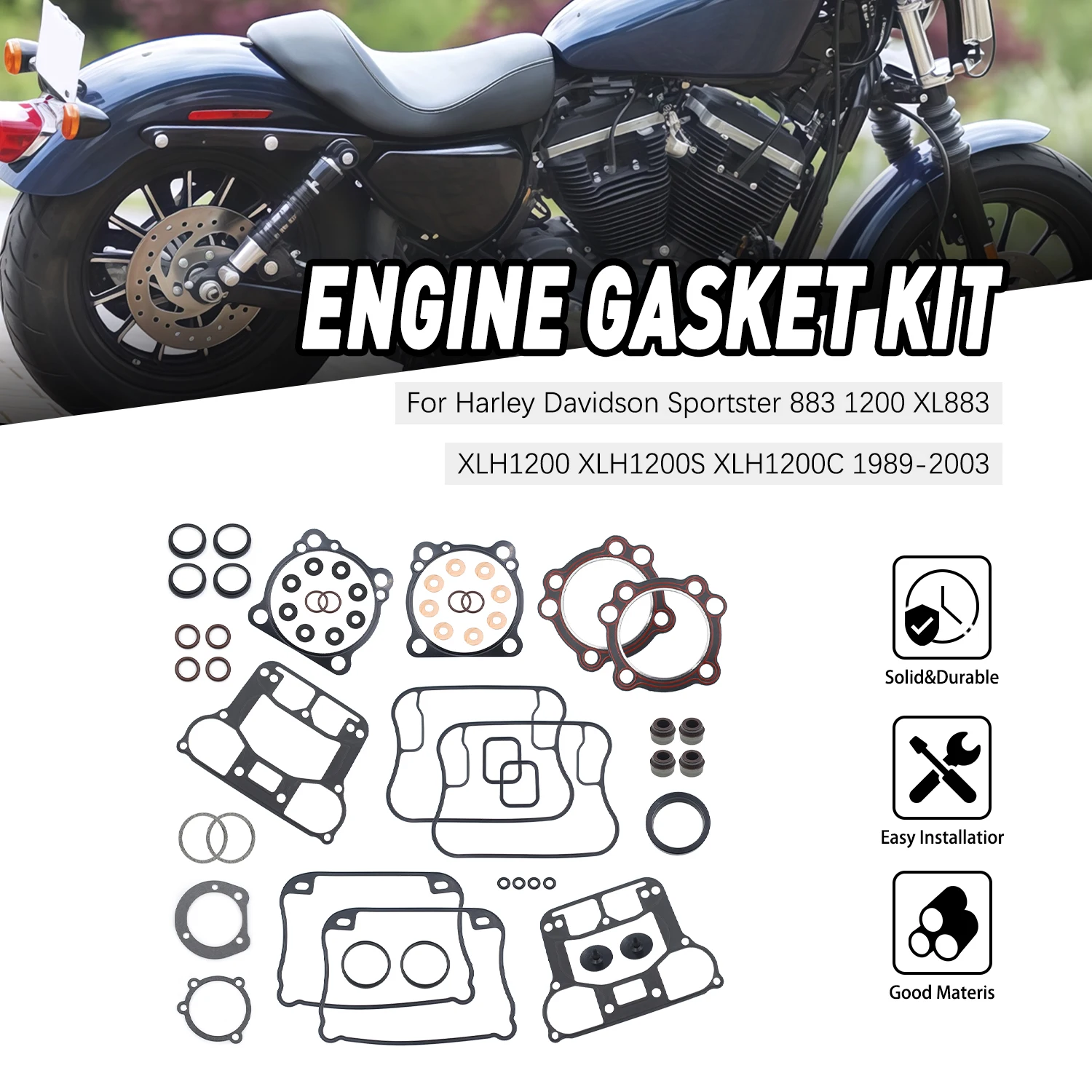 

Supermoto Engine Crankcase Clutch Cover Cylinder Gasket Kit Full Set For Harley Sportster XL883 XLH1200 S C Sport Custom