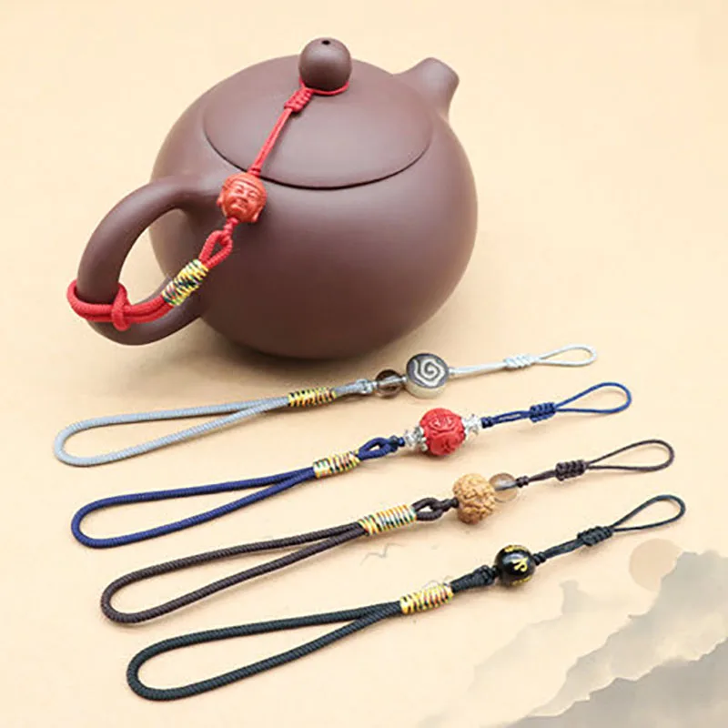 Handmade Hand-woven Teapot Lid Rope Kung Fu Tea Ceremony Ceramic Teapot Cover Rope with beads Ceramic Cup Rope