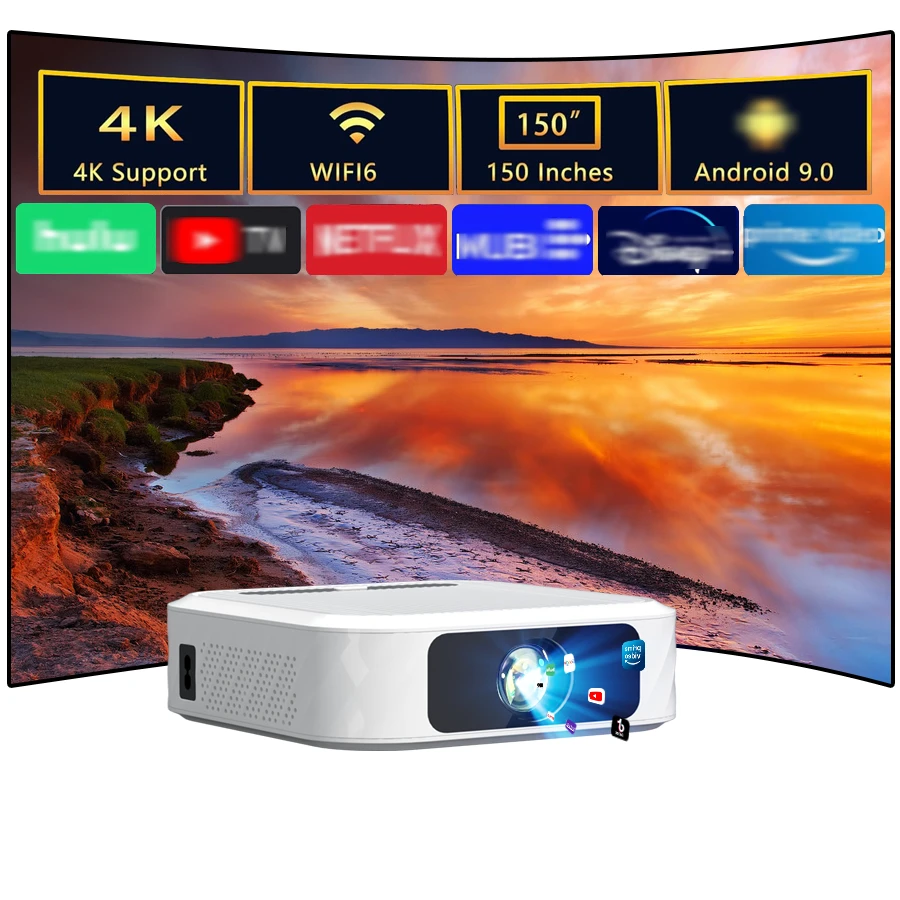 

4K Smart Projector 1920*1080P Full HD 5G Wifi Control Home Cinema Theater Supports HDMI And Wifi Connection Built in Android Sys