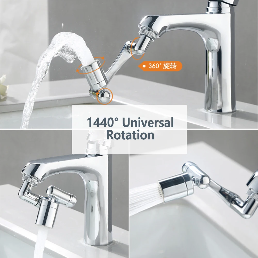 1080° Universal Rotation Faucet Sprayer Head Dual Effluent Washbasin Kitchen Robot Arm Extension Water Faucets Bubbler Nozzle