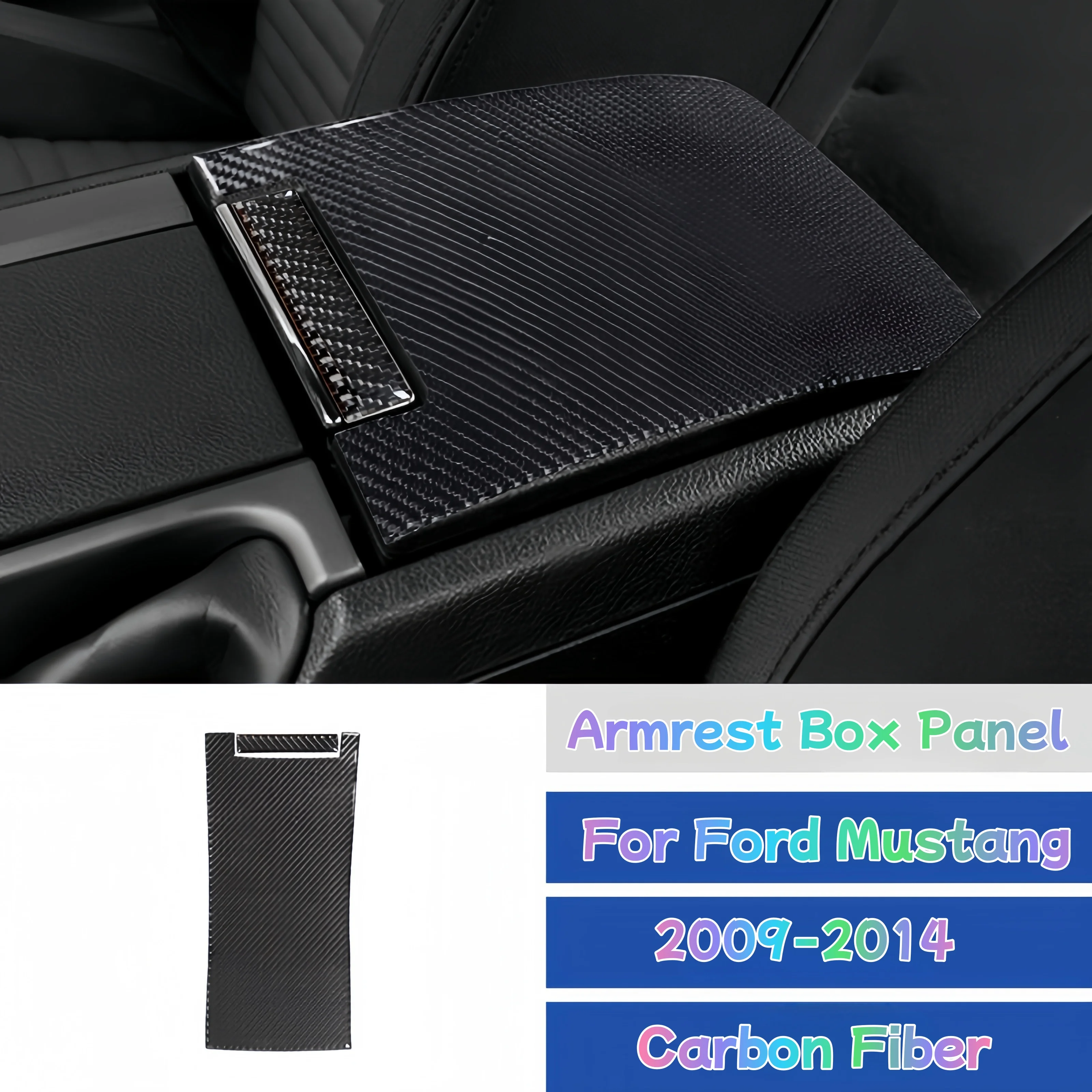 

For Ford Mustang 2009-2014 Carbon Fiber Car Interior Armrest Box Panel Cover Protective Trim Sticker Accesorios Para Carro