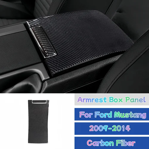 Para Ford Mustang 2009-2014 fibra de carbono Interior de coche reposabrazos cubierta de Panel embellecedor protector pegatina Accesorios Para Carro