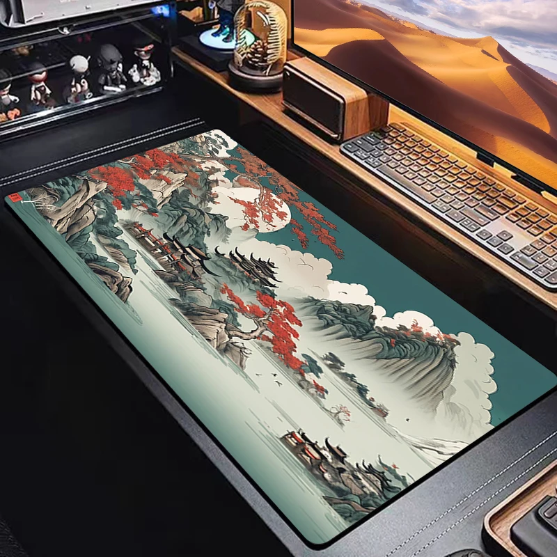 Illustration Mousepad 900x400 Chinese Style Mause Pad Gaming Pc Desk Accessories Office Mechanical Keyboard Mouse Carpet Deskmat