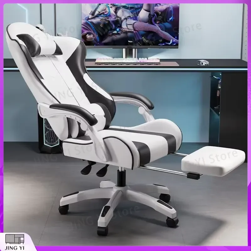 Racing Gaming Chair with Adjustable Height Headrest Lumbar Support Footrest Ergonomic Office Chair for Gamers PC Desk Chair