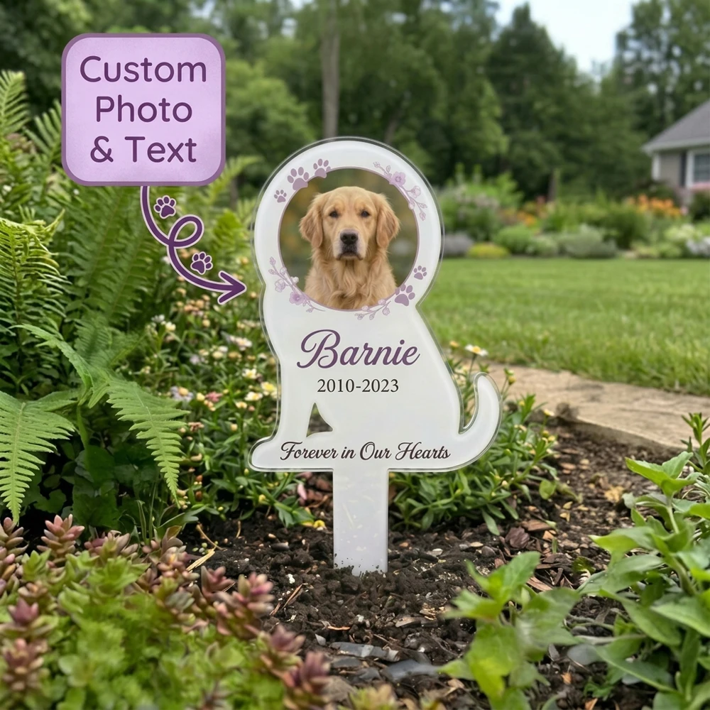 Custom Photo Pet Memorial Acrylic Stake,Personalized Text Pet Grave Marker,All Pet Lovers,Garden Memorial Decor,Yard Ornament