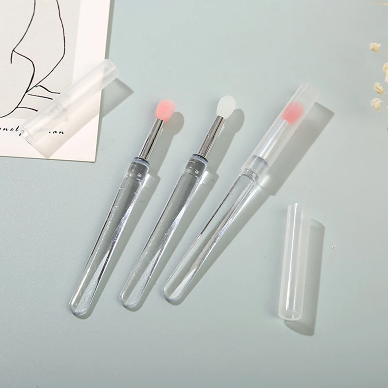 Silikonowy pędzelek do ust z osłonką, kryształowa rączka, pędzelek do korektora, miękkie końcówki do makijażu ust, pędzle do szminki, nie rozbija się.