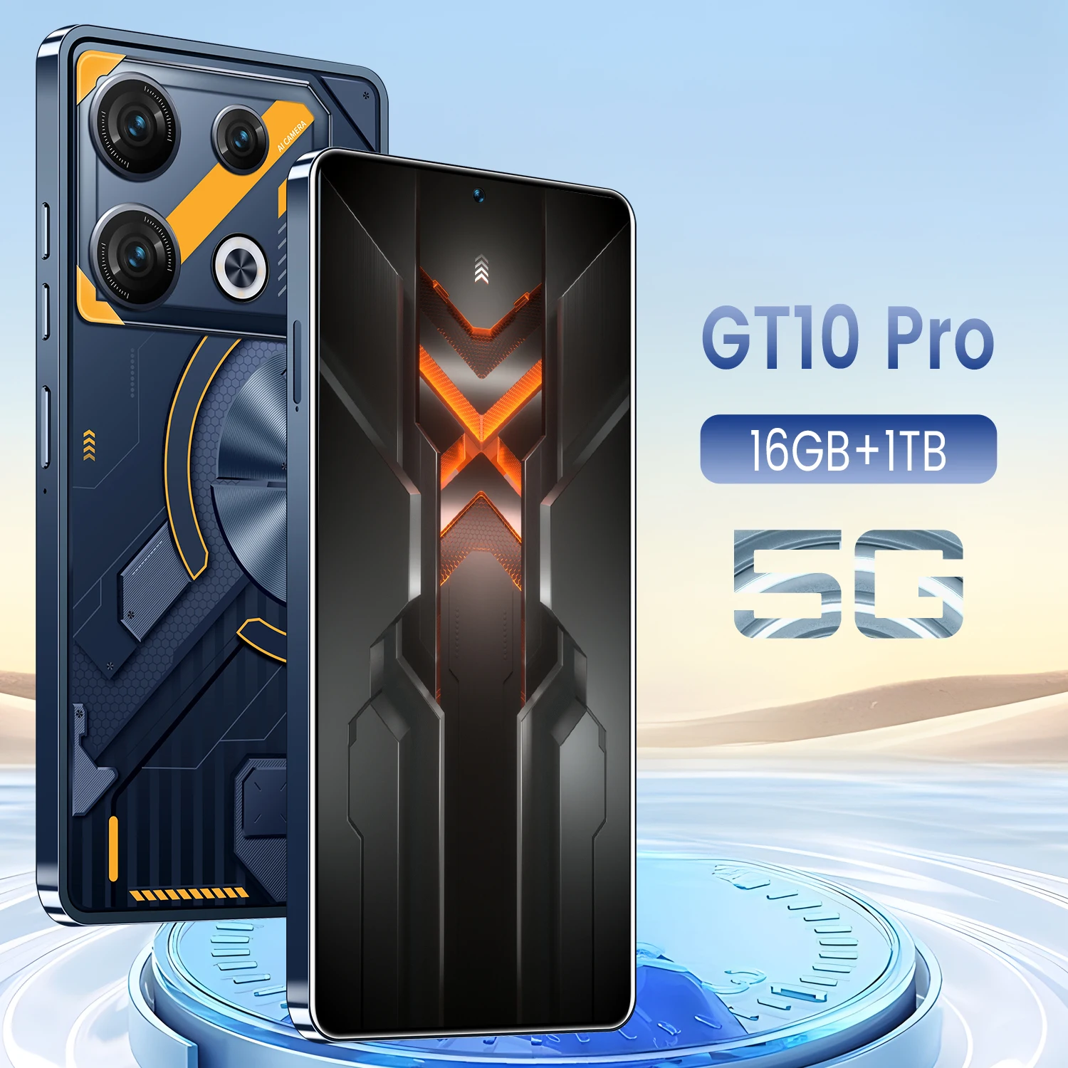 New GT10 Pro Original Smartphone Android 13 Cell Phone 7.3HD 16G+1T 5G Dual Sim Cellphones 108MP 6800Mah Gps Smart Mobile Phone
