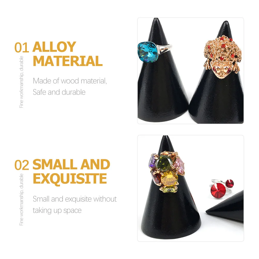 

2Pcs Watch Stand For Jewelry Ring Display Stand Holder Showcase Wood Cone Ring Holder Organizer for Home Retail Store
