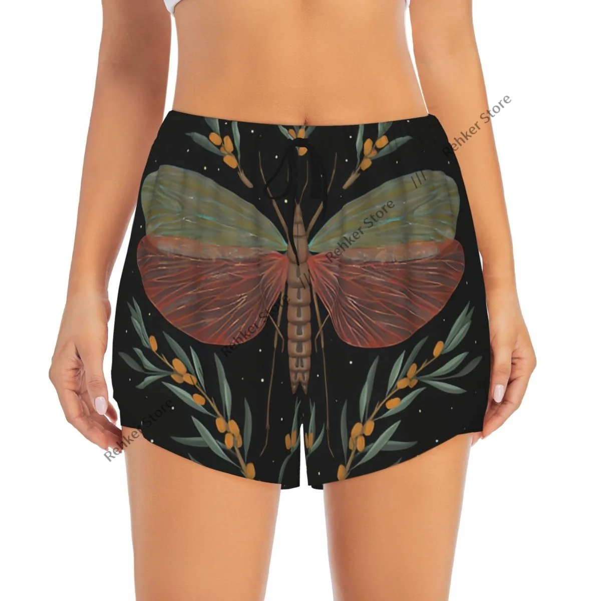 Mulheres yoga shorts borboleta com ornamento floral shorts de treino de fitness de secagem rápida senhoras yoga ginásio correndo calças curtas esportivas