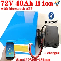 72v 40Ah li-ion battery bluetooth BMS APP lithium ion for 5000w 3000w bicycle scooter bike Motorcycle + 10A charger