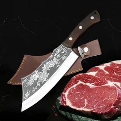 Butcher Knife Carbon Steel Kitchen Chopping Slicing Professional Chef Meat Cleaver Handmade Cooking Cutter