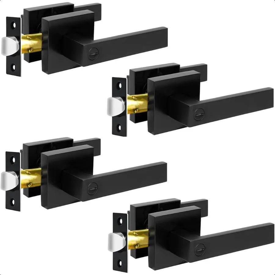 Privacy Deurhendels 4-pack Matzwarte Deurgrepen Bed- en Baddeursloten Interieur Sleutelslotenets Links- en Rechts Omkeerbaar