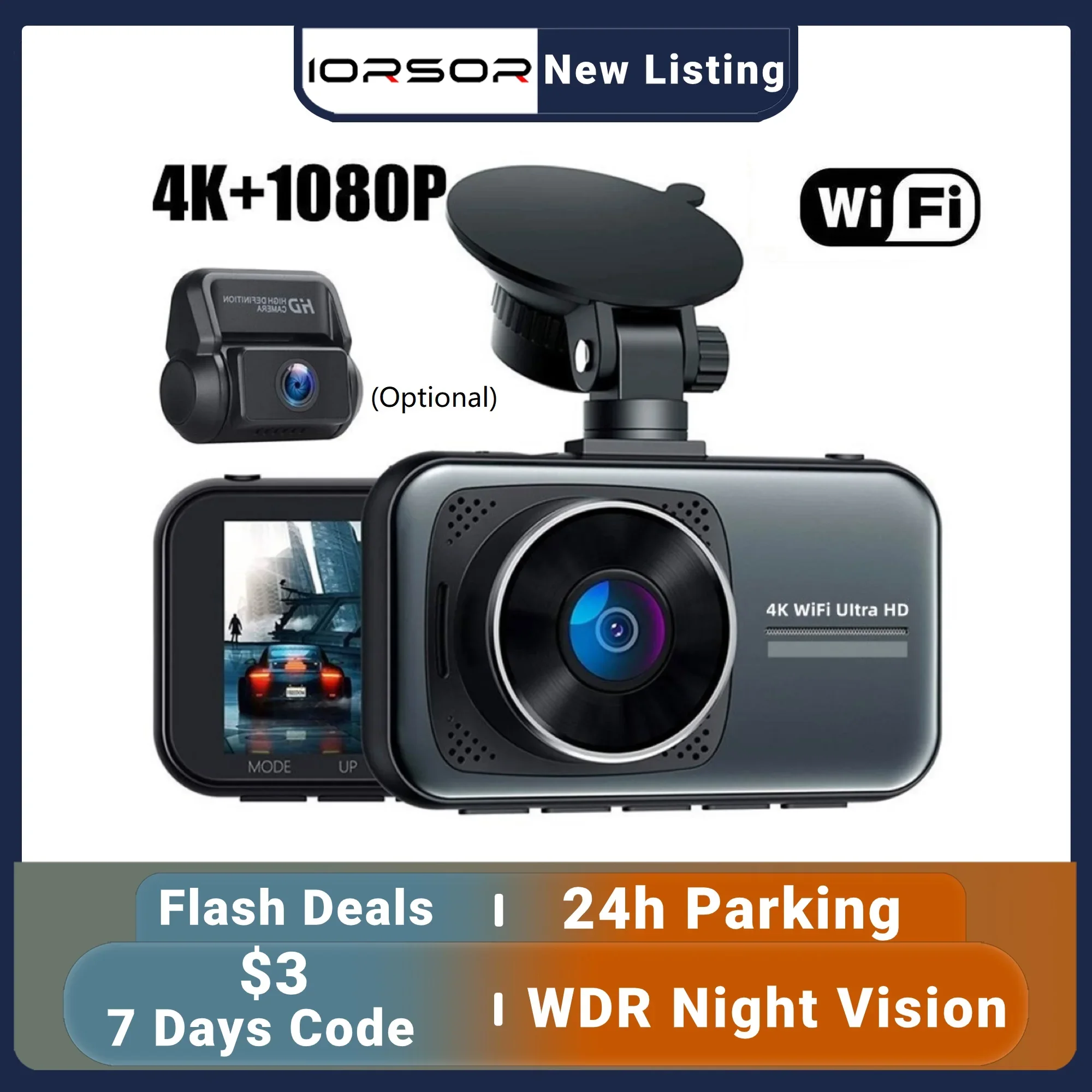 

4K Dash Cam For Car Dual Camera Wifi Dashcam 24h Parking Monitor Front And Rear Dvrs Night Vision Kamera Samochodowa Rejestrator