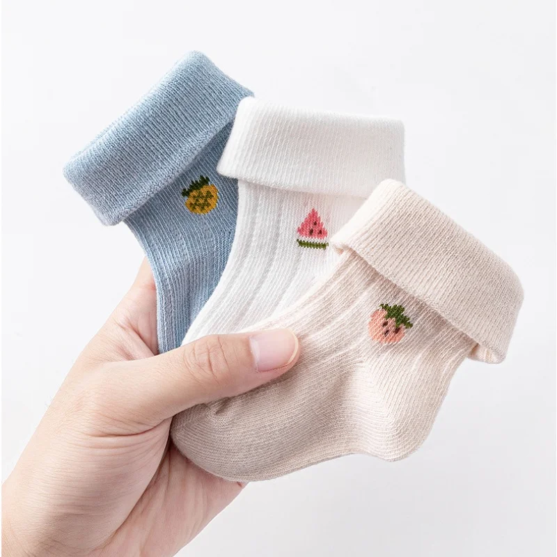 2023 Baby Breathable Socks Multicolor Spring Soft Socks Cute Fruit Print Home Boy Girl