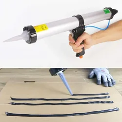 15 Inches Sausage Pneumatic Caulking Gun Silicone Sealant Gun Air Rubber Gun Caulk Applicator Tool Nozzles for 300/400/500/600ml