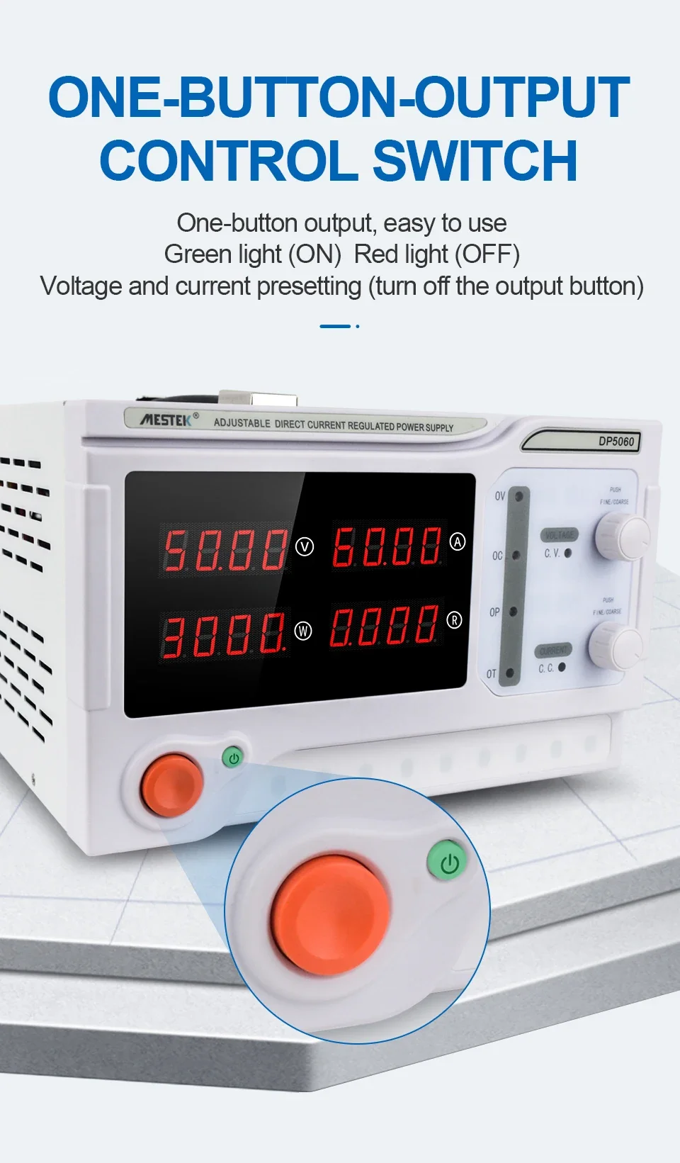 Alimentation CC numérique réglable programmable, affichage précis, 4 bits, 50V, 60A, 10A, 20A, 2000W, 3000W