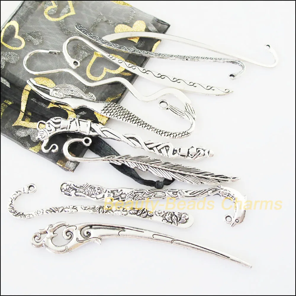 10Pcs Tibetan Silver Color DIY/ Bookmarks Mixed Charms Connectors