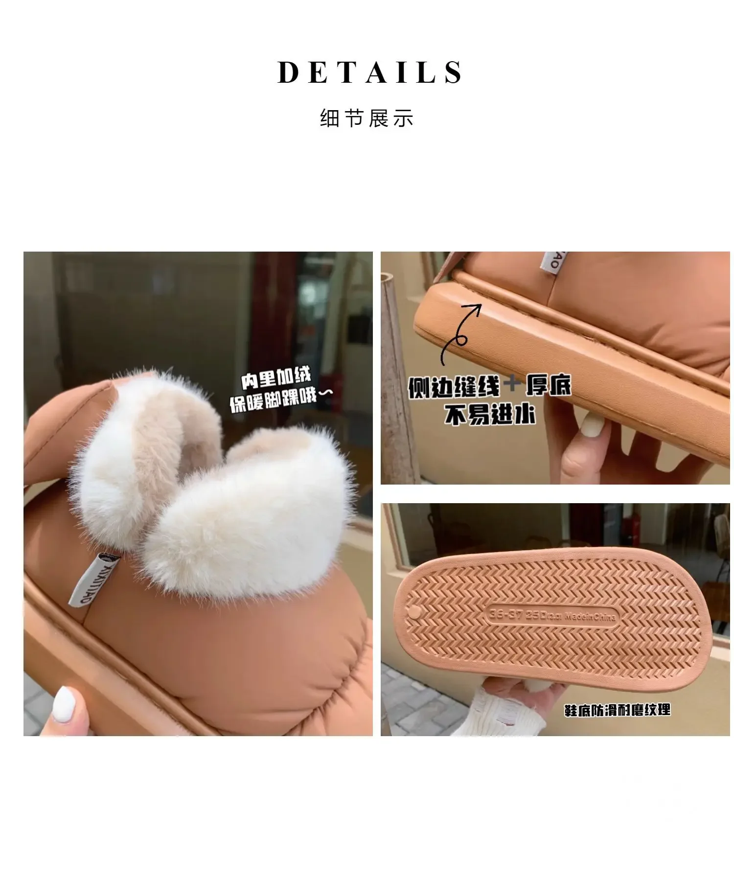 Cute Warm Ankle Boots Winter Women\'s Bow Warmth Plush Bow Cotton Shoes 2024 New Waterproof Down Cloth Short Barrel Snow Boots