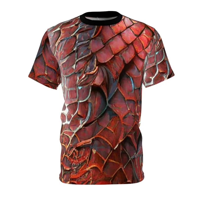 Animal Armor Scales Print T-shirt For Men's Clothing Harajuku Street Short Sleeve T Shirts Novel Personality Y2k Fashion Tee Top