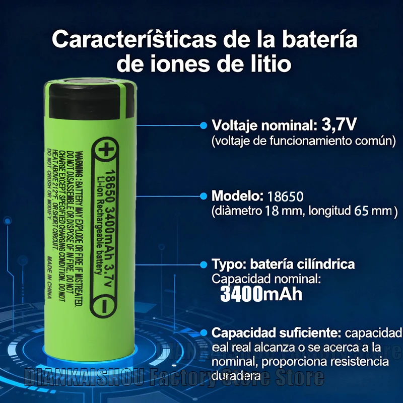 جديد الأصلي 18650 بطاريّة ليثيوم قابلة لإعادة الشحن 3.7 فولت 3400 مللي أمبير 18650 1000 دورة 4.2 فولت 10A لبطاريات تخزين الطاقة مصباح يدوي #4