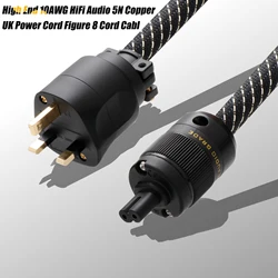 HI-END US/EU/UK AC Power Cable IEC UK C7 Figure 8 Female Power Cord Cable, Non-Polarized Figure 8 Power Lead