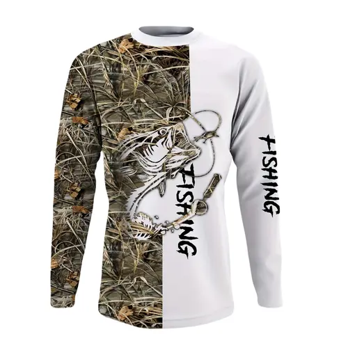 Fishing Shirts Men's T-Shirts Long Sleeve Mens Clothes Autumn Streetwear Crew Neck Pullovers Mens T Shirt Casual Men Clothing - Image 2