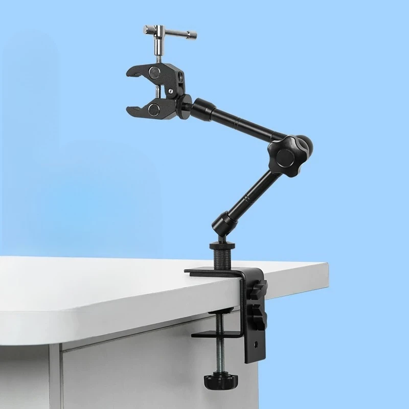 No-drill Desktop Clamp Camera Barcode Scanner Mount Bracket Multi-functional 360 Swivel Fixture Universal Support Clip Head