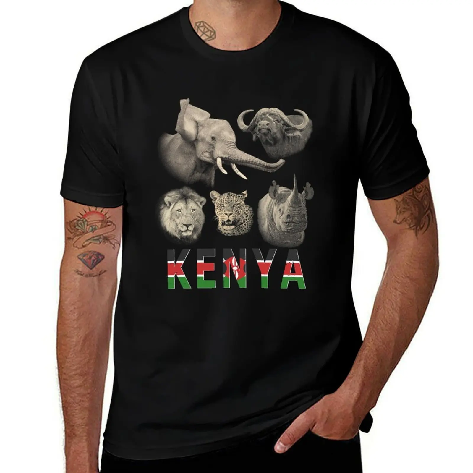 

Kenya Big Five Africa Safari T-Shirt man t shirt luxury t shirts for man cotton funny T-Shirt
