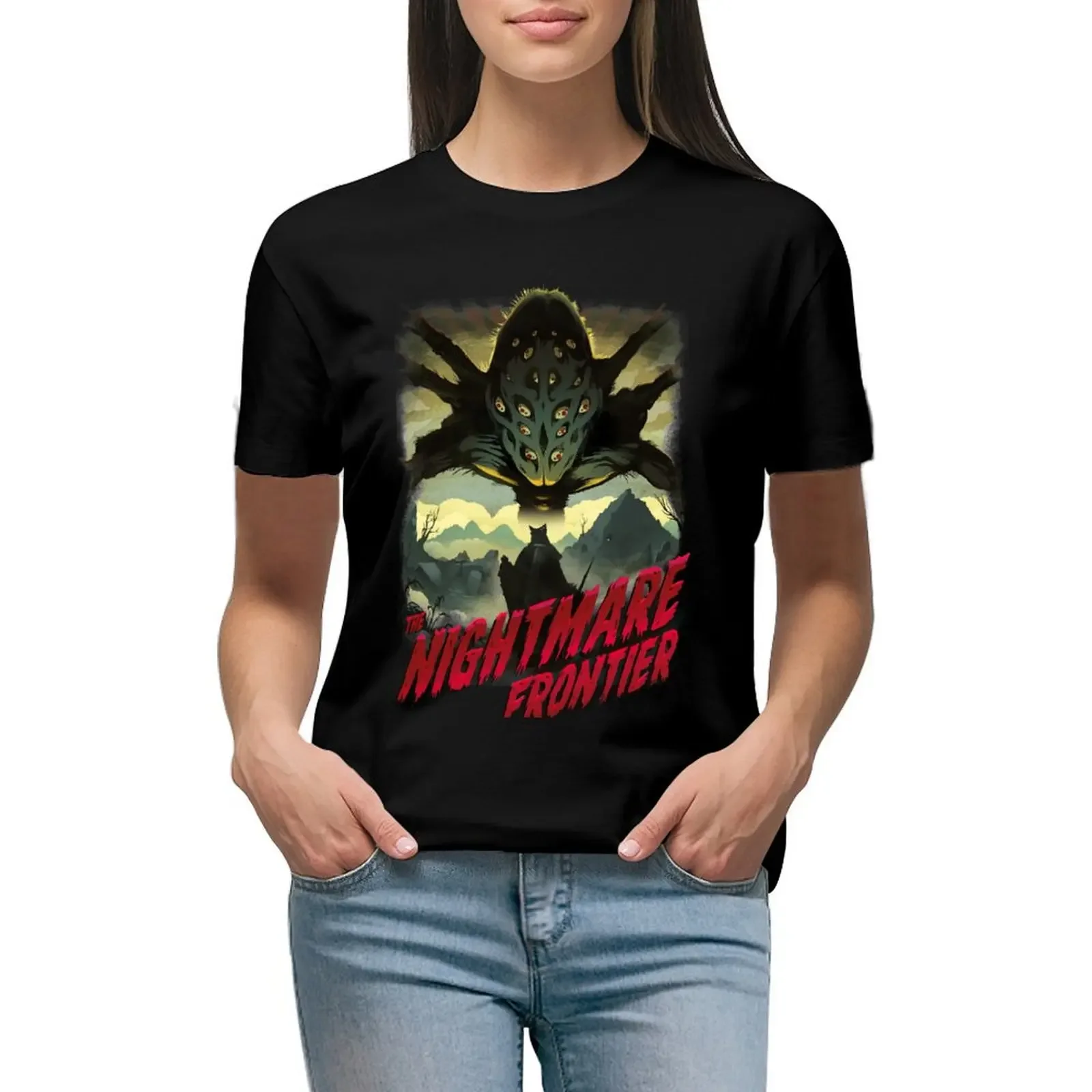 

THE NIGHTMARE FRONTIER T-Shirt vintage clothes Short sleeve tee tees animal print black t shirts for Women