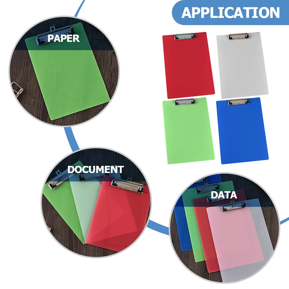 4 قطعة الحافظة المحمولة البلاستيك لوح كتابة لمكتب المدرسة استخدام متعدد الوظائف منظم الملفات وثيقة كليب القرطاسية