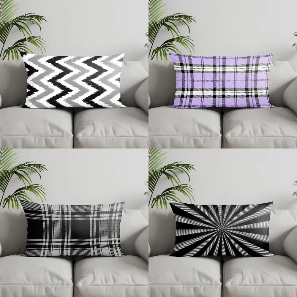 Home Decor Modern Black and White Chevron Pillow Suitable For Sofa Bedroom Car Pillow Cover Cushion Rectangular Back Cushion