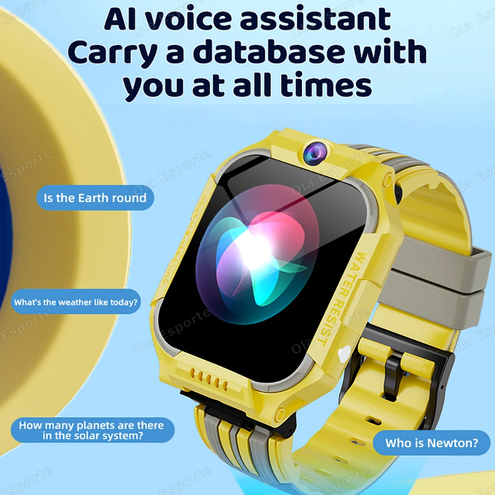 Детские умные часы с SIM-картой 4G, SOS, GPS-позиционирование, спереди и сзади, двойная камера, калькулятор видеозвонков, детские часы для телефона для мальчиков и девочек