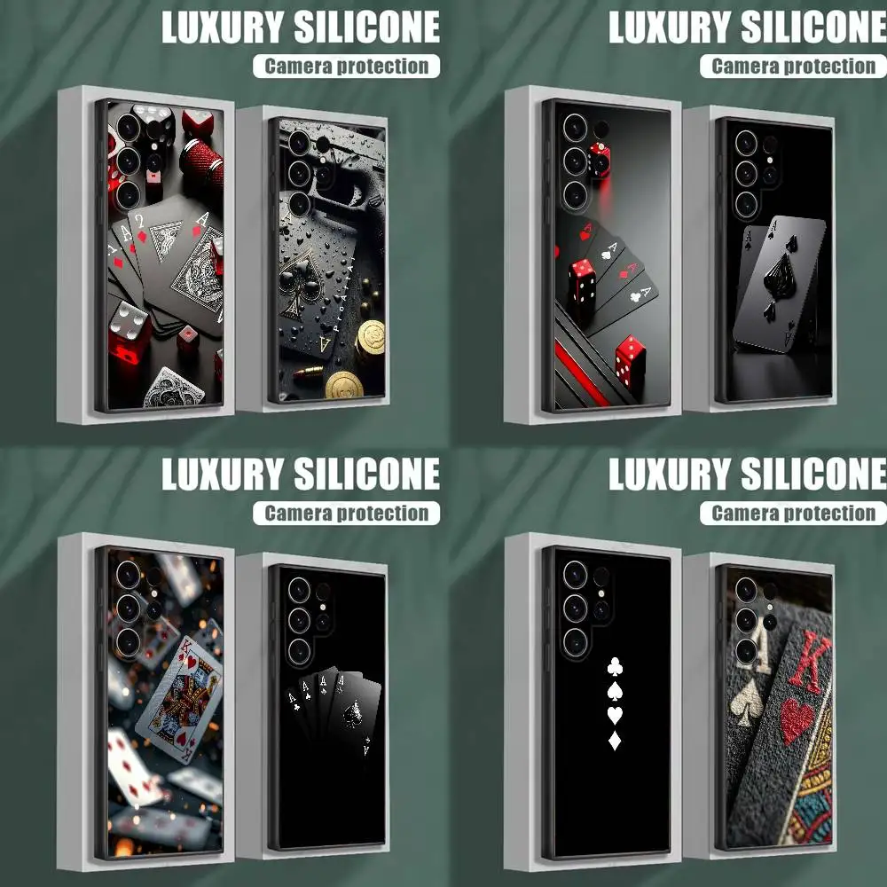 

Poker Phone Case For Samsung S25,S24,S23,S22,S21,S20,S10,Ultra,Plus,Lite,FE,Soft Silicone Black Cover