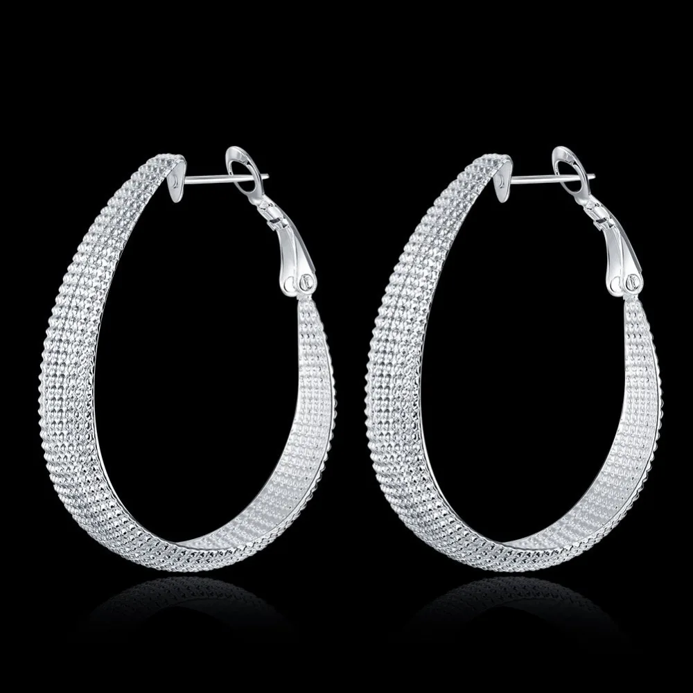 Lekani New Stylish Trendy 925 stamp silver color Hoop Earring Accessories Sample Hollow Design For Women Wedding Fine Jewelry