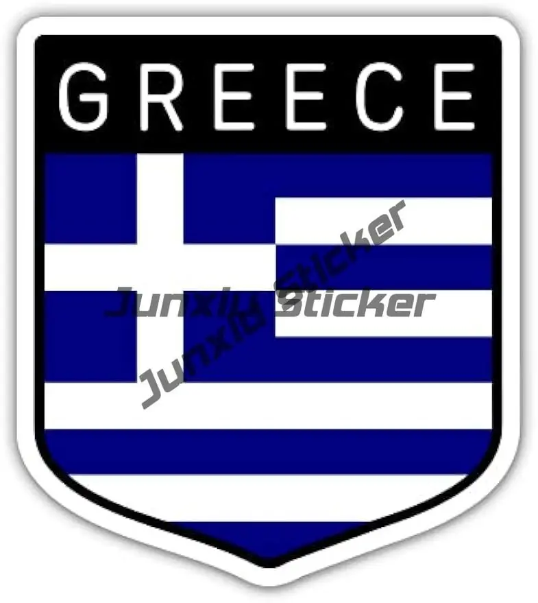 Greece Greek Flag Shield Vinyl Sticker Athens Greece Crete Island Seal Round Flag Decal Country Code GR Oval Vehicles Stickers