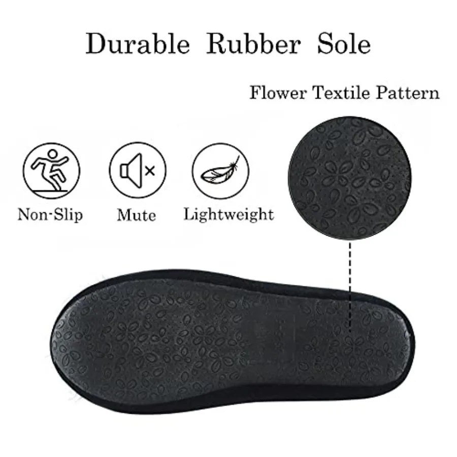 GRITHEIM Women's Fuzzy Pom Pom Velvet Memory Foam House Slippers Ladies Cozy Chenille Knit Bedroom Slippers Non-slip Sole Indoo view 5