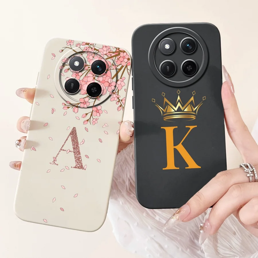 For Honor X9c Case Flower Crown Initial Letter Soft Silicone Back Case For Honor X60 Pro Phone Couqe for HonorX60 Pro Fundas