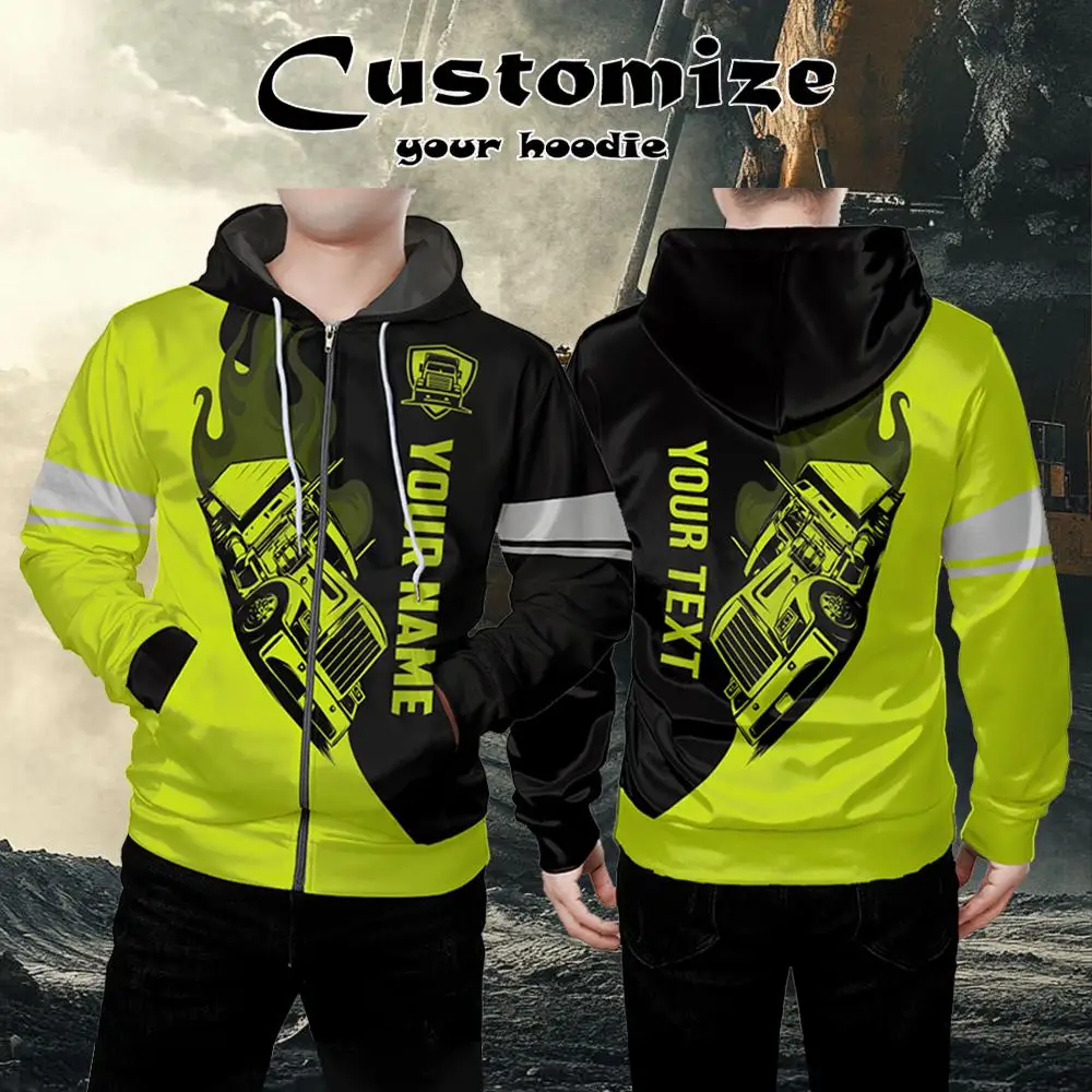 Truck Driver Custom Work Uniforms Men's Outdoor Construction Site Loose Casual Hoodie Autumn Winter Warm Long Sleeve Sweatshirt